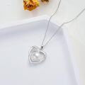 wholesale 925 Sterling Silver Heart-Shaped Mother of Pearl and Freshwater Pearl Pendant Necklace-0-2