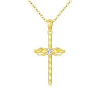 wholesale 14K Gold Diamond Cross Pendant Necklace for Women-Infinity-Round Moissanite