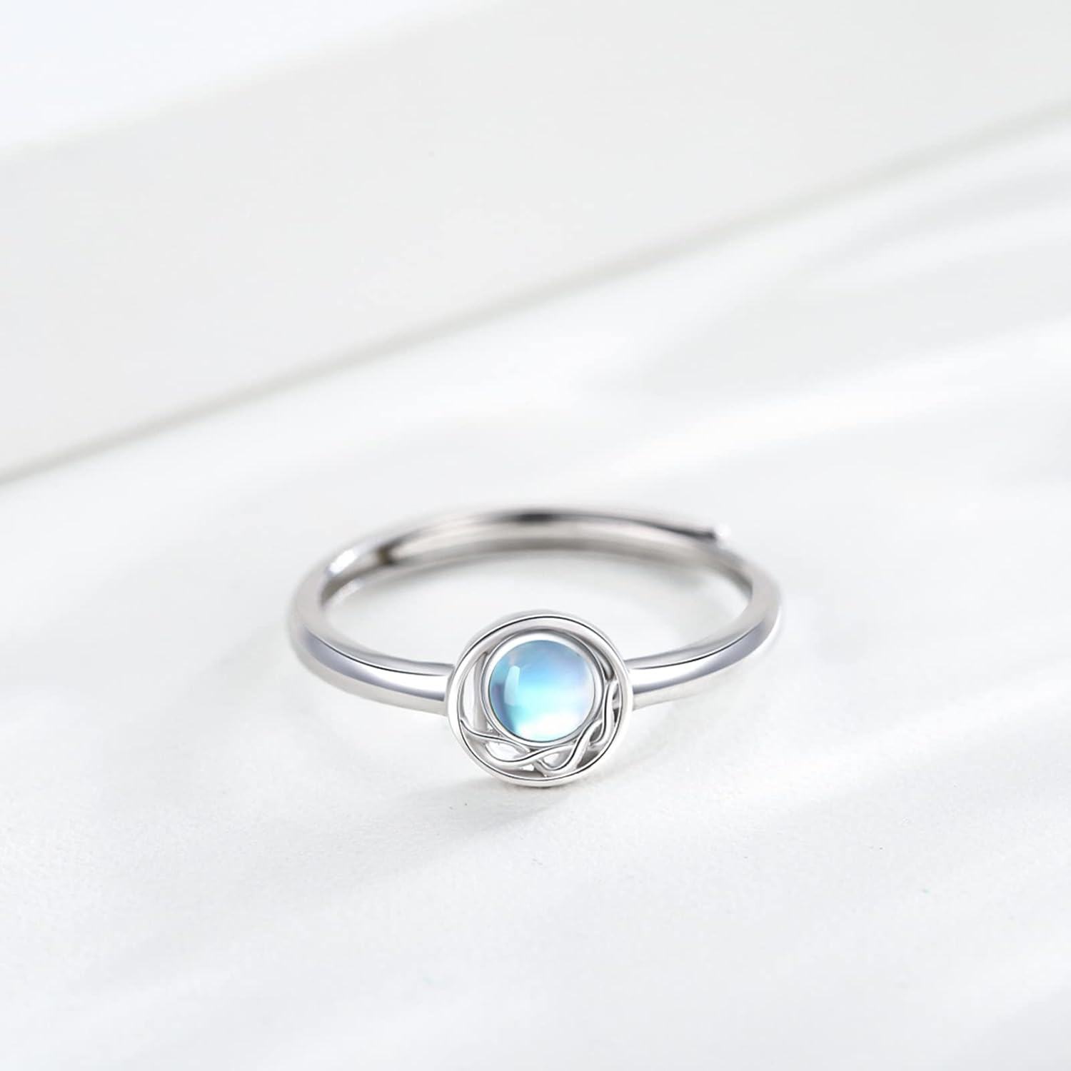wholesale 925 Sterling Silver Moonstone Celtic Knot Open Band Ring - Elegant  for Her-0-2