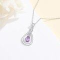 wholesale 925 Sterling Silver Teardrop Amethyst & CZ Necklace - 27mm Natural Stone, 18+2 Chain, Lobster Clasp, Hypoallergenic Gift for Women-0-2