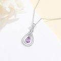 wholesale 925 Sterling Silver Amethyst Drop Necklace With Zircon Accent Elegant Dangling Pendant-0-2