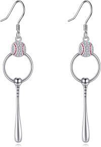wholesale 925 Sterling Silver Baseball Sports Dangle Earrings for Women Gift Ideas-Baseball Earrings
