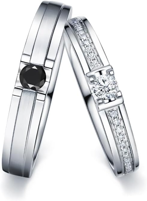 TOUPOP Personalized Wedding Ring Sets For Him And Her 925 Sterling Silver D Color Vvs1 Moissanite Wedding Band Set For Couples Engagement Rings Set Christmas Valentines Day Gift For Wife Girlfriend 