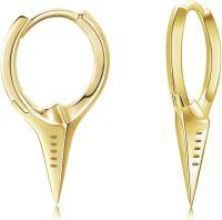 wholesale 925 Sterling Silver Spiked Sword Cross Huggie Hoop Earrings Punk Style Jewellery-D-Gold