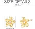 wholesale 14K Yellow Gold Moissanite Diamond Flower Stud Earrings for Women Push Backs Gift for Mom Wife Friend-0-5