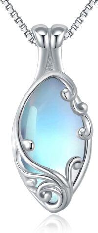 wholesale 925 Sterling Silver Blue Moonstone Filigree Pendant Necklace-Filigree