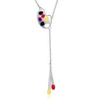 wholesale 925 Sterling Silver Paint Palette And Brushes Pendant Necklace-Painting Palette