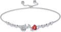 wholesale 925 Sterling Silver Rose Flower Birthstone Bolo Bracelet for Women-0-0