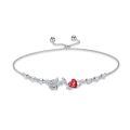 wholesale 925 Sterling Silver Rose Flower Birthstone Bolo Bracelet for Women-0-0