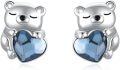 wholesale 925 Sterling Silver Bear Heart Stud Earrings - Cute Animal Design Hypoallergenic Gift for Women-0-0
