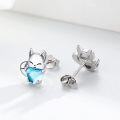 wholesale 925 Sterling Silver Crystal Fox Earrings Birthstone Studs for Sensitive Ears-0-3
