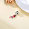 wholesale 925 Sterling Silver Red Bird Pendant Necklace with Enamel and Rhinestones for Women Girls  48cm Chain Length-0-1