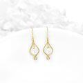 wholesale 14K Gold Celtic Pearls Drop Dangle Hook Earrings with Swirls and Butterflies-0-17