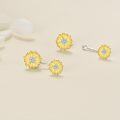 wholesale 925 Sterling Silver Gold Plated Sunflower Stud Earrings with Cubic Zirconia for Women and Girls - Delicate Floral s-0-3