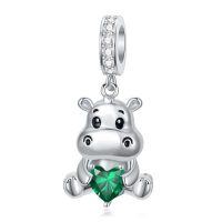 wholesale 925 Sterling Silver Birthstone Hippo Charm for Bracelets Jewelry-05-May-Hippo