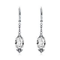 wholesale 925 Sterling Silver Blue Drop Earrings Wholesale With Cubic Zirconia-Clear White