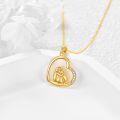 wholesale 14K Gold Mother and Child Heart Pendant Necklace with Cubic Zirconia Stones 23cm + Extender Chain-0-2