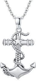 wholesale 925 Sterling Silver Nautical Star and Rope Design Anchor Pendant Necklace for Men Gothic -0-0