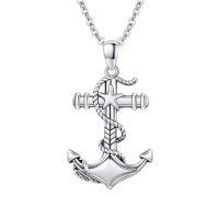 wholesale 925 Sterling Silver Nautical Star and Rope Design Anchor Pendant Necklace for Men Gothic -A-Anchor