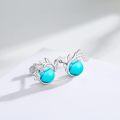 wholesale 925 Sterling Silver Antler Shape Turquoise Stud Earrings with Leaves Design-0-2