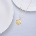 wholesale 14K Gold Lotus Heart Shape Diamond Pendant Necklace for Women 18 Inches-0-4