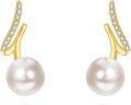 wholesale 14K Gold Freshwater Pearl Round Dangle Drop Earrings for Women Wedding  Ideas-0-0