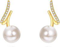 wholesale 14K Gold Freshwater Pearl Round Dangle Drop Earrings for Women Wedding  Ideas-Curve Twist