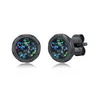 wholesale 925 Sterling Silver Black Onyx Zircon Celtic Viking Stud Earrings Hypoallergenic Punk Gothic Jewelry for Women Men-Black-Abalone Gravel-Black-Abalone Gravel
