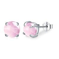 wholesale 925 Sterling Silver Blue Opal Stud Earrings Wholesale With 12 Color Options-Pink Quartz 6mm