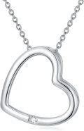 wholesale 925 Sterling Silver Open Heart Pendant with Cubic Zirconia Accent Chain Jewelry for Women's Gifts-0-0
