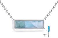 wholesale 925 Sterling Silver Larimar/Turquoise/Moonstone Urn Necklace for Ashes Women's Cremation Jewelry-larimar