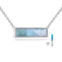 wholesale 925 Sterling Silver Rectangular Blue Agate Pendant With Chain And Tools Kit-larimar