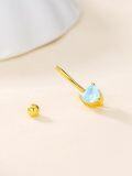 wholesale  14K Yellow Gold Plated 925 Sterling Silver Aquamarine Heart Belly Button Ring 14G 12mm Navel Bar-0-2