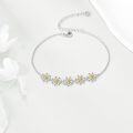 wholesale 925 Sterling Silver Adjustable Bracelet with Daisy Flower Charms Gifts for Women 7+2-0-4