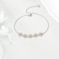 wholesale 925 Sterling Silver Daisy Flower Chain Bracelet With Gold Accents-0-4