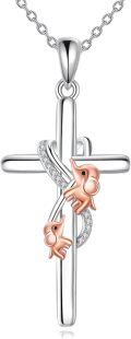 wholesale 925 Sterling Silver Elephant Cross Pendant Necklaces for Women Gift Ideas-0-1