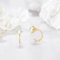 wholesale 14K Yellow Gold Pearl Open Back Hoop Earrings Minimalist Fine Jewelry for Women-0-3