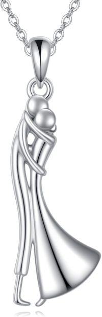 wholesale 925 Sterling Silver Mother Daughter Dancing Pendant Necklace s for Mom and Her Child-Couple Hug