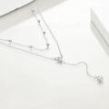 wholesale 925 Sterling Silver Crystal Beaded Double Chain Y-Necklace Christmas s for Her-0-1