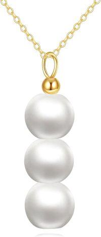 wholesale 925 Sterling Silver Knight Templar Shield Pendant Necklace with 20+2 inch Chain-White Pearl