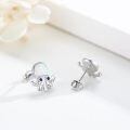 wholesale 925 Sterling Silver Octopus Stud Earrings Wholesale With Opal And Black Eyes-0-1