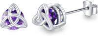 wholesale 925 Sterling Silver Celtic Birthstone Stud Earrings Celtic Knot Jewelry Gifts-B-February