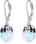 wholesale 925 Sterling Silver Moonstone Panda Drop Earrings-0-0