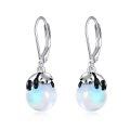 wholesale 925 Sterling Silver Moonstone Panda Drop Earrings-0-0