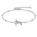 wholesale 925 Sterling Silver Butterfly Cross Bracelet With Blue Enamel And Crystal Details-0-0