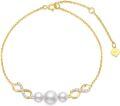 wholesale 10k Gold Infinity Bracelet with Moissanite and Freshwater Cultured Pearls 6.8-8.4 inches-0-5