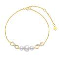 wholesale 10k Rose Gold Infinity Pearl Bracelet With White Pearls And Diamonds-0-5