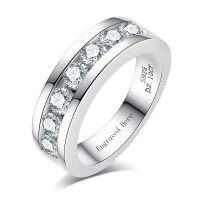 wholesale TOUPOP Personalized Wedding Ring For Men Wedding Band Moissanite Engagement Ring For Him Engraved Name S925 Sterling Silver Anniversary For Boyfriend Husband Bridegroom -style_name:A-Men Ring