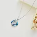 TOUPOP Sterling Silver Blue Crystal Firefly Pendant Necklace-0-3