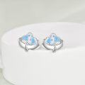 wholesale 925 Sterling Silver Blue Opal Elephant Stud Earrings Gift for Women Girls-0-1